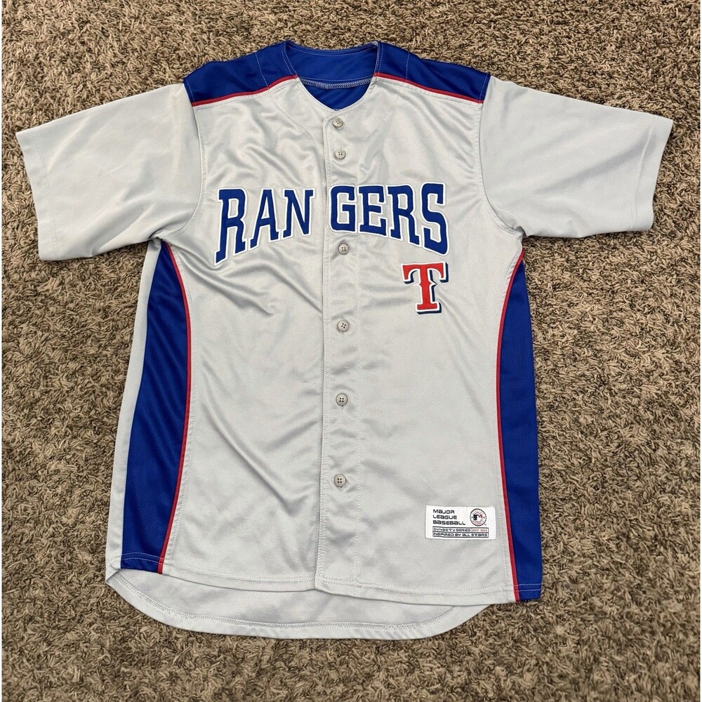 Texas Rangers Dinasty Series Button-Down Jersey Gray Mens Size Medium